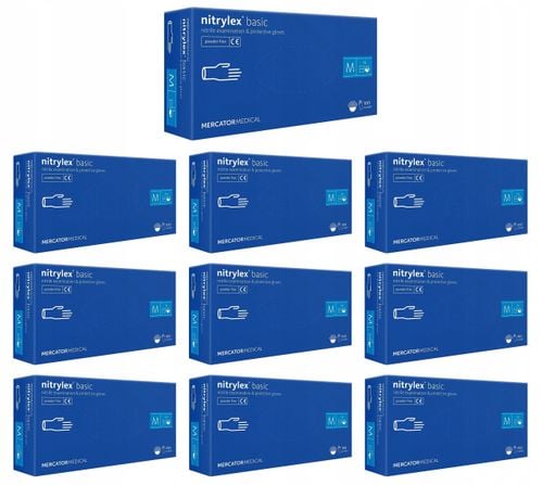 rękawice nitrylowe 100 szt. nitrylex basic dark blue 8-m - 10 kpl. na Arena.pl