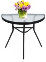 Stolik szklany kawowy na balkon taras patio półokrągły czarny