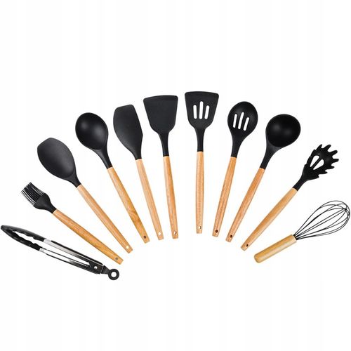 PRZYBORY KUCHENNE SILIKONOWE 12el czarne ZESTAW PRZYBORÓW KUCHENNYCH na Arena.pl