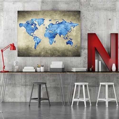 Obraz na płótnie - Canvas, Niebieska mapa świata 90x60 na Arena.pl