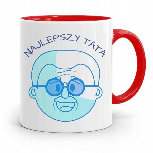 Kubek Czerwony Dla Taty Ojca Najlepszy Tata Z Nadrukiem Ze Zdjęciem zdjęcie 1