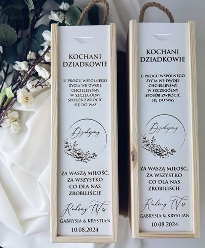 skrzynka na wino prezent dla RODZICÓW ŚWIADKÓW CHRZESTNYCH ŚLUB WESELE na Arena.pl