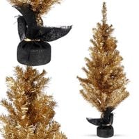 Choinka Złota Sztuczna Ozdobna Dekoracyjna Drzewko Świąteczne z Jutą 90 cm