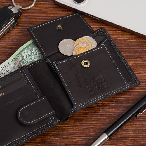 portfel męski mały wild tiger - czarny na Arena.pl