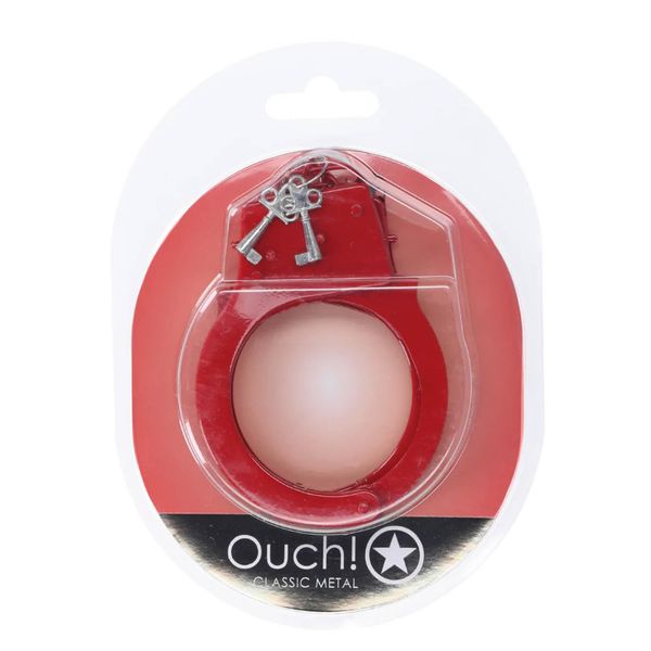 Classic Metal Handcuffs - Red zdjęcie 2