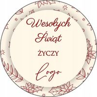 NAKLEJKI ŚWIĄTECZNE z LOGO REKLAMOWE firmowe samoprzylepne 10 cm 250 szt