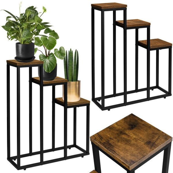 Kwietnik stojący czarny Loren postarzany dąb zdjęcie 2