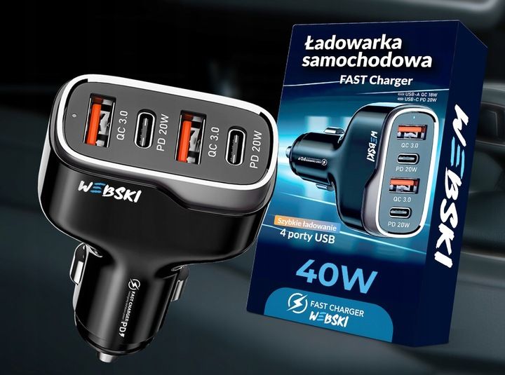 Webski ŁADOWARKA SAMOCHODOWA 40W USB USB TYP-C PD zdjęcie 3