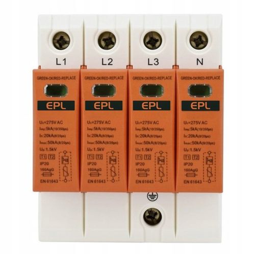 OGRANICZNIK OCHRONNIK PRZEPIĘĆ 3-FAZ 5kA AC B+C T1 T2 4P na Arena.pl