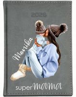 KALENDARZ A5 2026 DZIENNY terminarz z nadrukiem UV SUPER MAMA + IMIĘ
