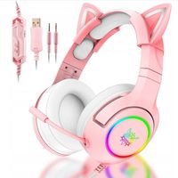 SŁUCHAWKI GAMINGOWE KOCIE USZY NAUSZNE PRZEWODOWE Z MIKROFONEM ONIKUMA K9