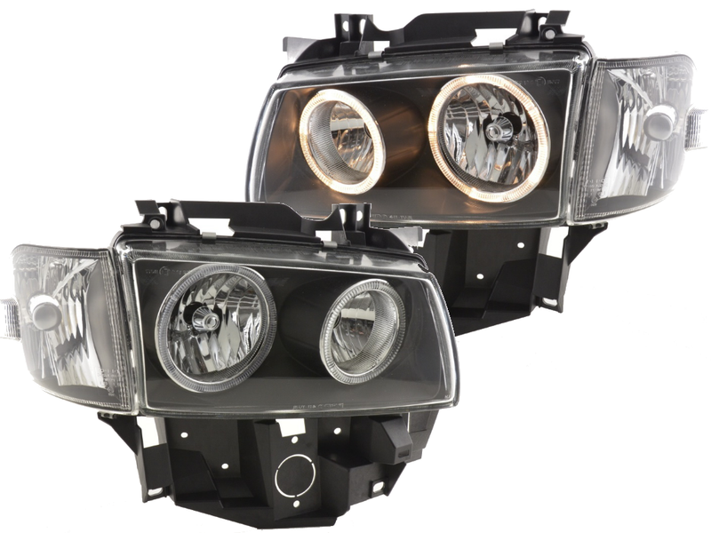 Lampy Reflektory VW T4 1996-2003 Rok RINGI DEPO + Kierunkowskazy CZARNE zdjęcie 1
