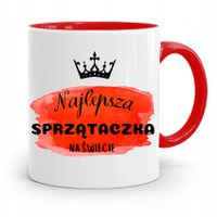 Dla Sprzątaczki Kubek Czerwony Na Prezent Urodziny Z Nadrukiem Ze Zdjęciem