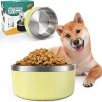Miska dla Psa na Karmę i Wodę 1,8 l, Stal Nierdzewna, Antypoślizgowa, Żółta