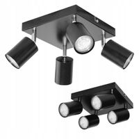 LAMPA SUFITOWA OPRAWA HALOGENOWA KWADRAT LED 4x GU10 RUCHOMA SPOT CZARNA