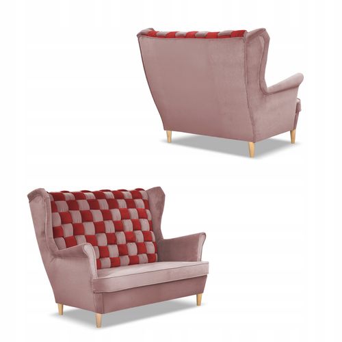 Zestaw uszak CAROL DUO sofa fotele Family Meble różowo - czerwony na Arena.pl