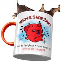 Kubek Pomarańczowy Powitanie Przywitanie W Pracy Z Nadrukiem Ze Zdjęciem