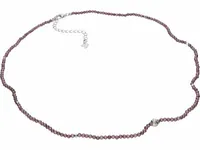 ELEGANCKI RODOWANY SREBRNY NASZYJNIK BRĄZOWY KRYSZTAŁ SZLIFOWANE KOSTKI