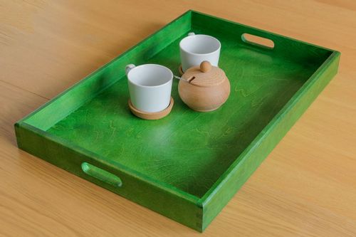 Duża, drewniana taca 60/40 cm, zielona na Arena.pl