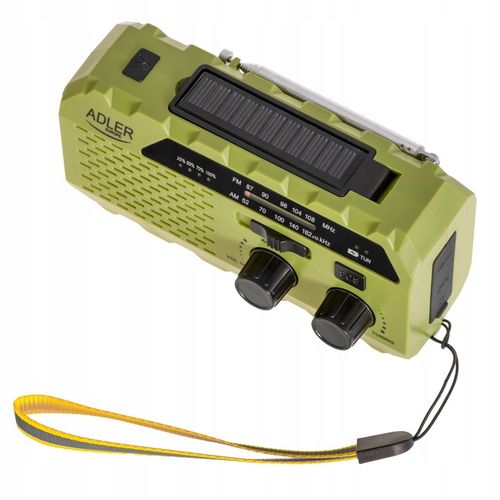 Radio przenośne solarne korbka dynamo latarka USB SOS alarm ADLER na Arena.pl