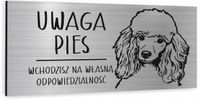Tabliczka dibond uwaga pies Pudel 20x10 cm z NADRUKIEM UV