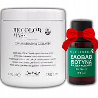BE COLOR MASKA DO WŁOSÓW FARBOWANYCH Z KAWIOREM 1L +GRATIS SERUM BIOELIXIRE