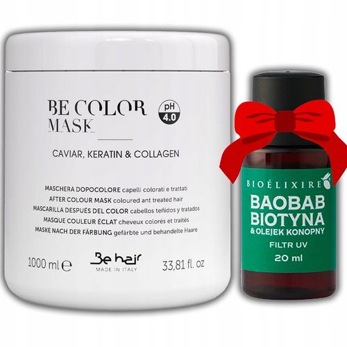BE COLOR MASKA DO WŁOSÓW FARBOWANYCH Z KAWIOREM 1L +GRATIS SERUM BIOELIXIRE na Arena.pl