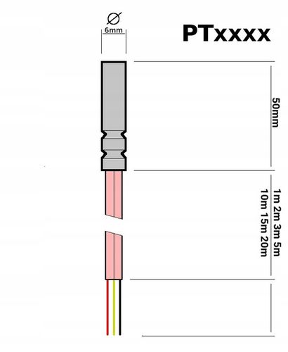 Czujnik temperatury PT100 Przewód Silikonowy 2m na Arena.pl
