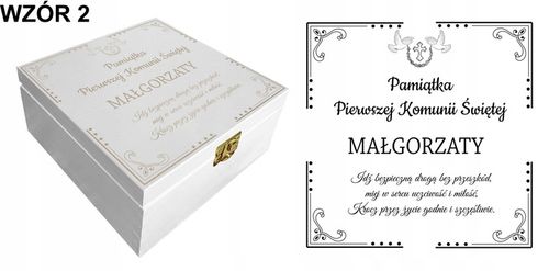 Prezent pudełko komunia białe grawer pamiątka imię Pamiątka Komunijna na Arena.pl