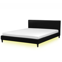 Łóżko tapicerowane LED 180 x 200 cm czarne FITOU
