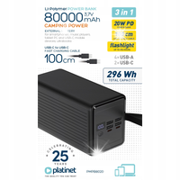 Power-bank DUŻY akumulator 80000mAh WYDAJNY 4xUSB 2xUSB-C PD3.0 QC3.0 20W