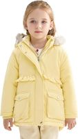 Kurtka zimowa dziewczęca z kapturem wodoodporna żółta pikowana 6 lat