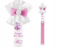 Świeca NA CHRZEST z ozdobami  imię i data CHRZTU prezent na chrzest