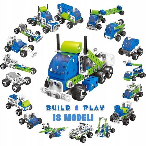 KLOCKI KONSTRUKCYJNE EDUKACYJNE CIĘŻARÓWKA SAMOLOT POJAZDY BUDOWLANE 18w1 na Arena.pl