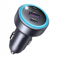 Ładowarka samochodowa UGREEN EC307, USB + 2X USB-C, 30W (czarna)