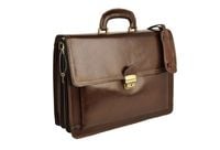 Aktówka męska skórzana - Barberini's - Brązowa ciemna