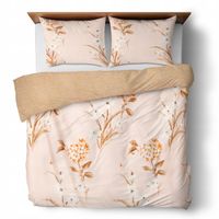 Pościel w kwiaty beż Hydrangea 160x200 cm + 2x 70x80 cm satyna bawełniana