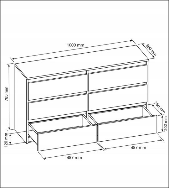 KOMODA 6 SZUFLAD 100CM BIAŁA zdjęcie 7