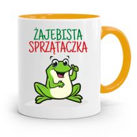Dla Sprzątaczki Kubek Żółty Na Prezent Urodziny Z Nadrukiem Ze Zdjęciem