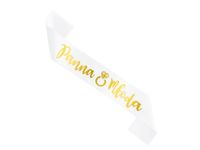 Szarfa Panna Młoda, biała z napisem złotym, 160 cm