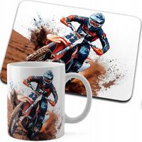 ZESTAW KUBEK + PODKŁADKA DRUK - MOTOR MOTOCYKL MOTOCROSS