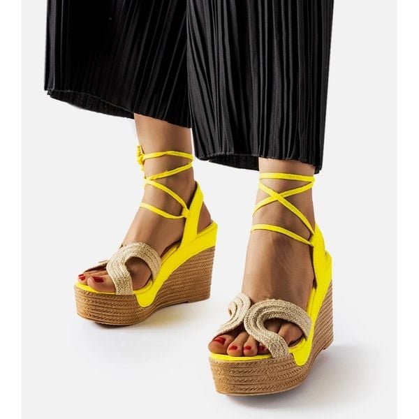 Żółte espadryle na koturnie r.39 zdjęcie 2