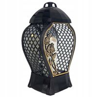 Duży 32cm Znicz Lampion Glamour Ażur Czarny Złoty dekoracyjny wazon