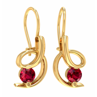 DELIKATNE KOLCZYKI Z RUBINAMI ZE ZŁOTA PRÓBY 585 NA BIGLU DLA DZIEWCZYNKI DZIECIĘCE