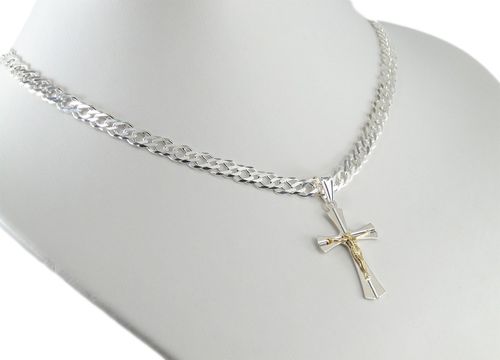 Srebrny Łańcuszek Romby Rombo 6,5mm 60cm + Krzyżyk na Arena.pl