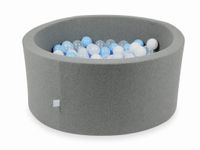 Suchy basen szary 90x40 z piłeczkami 300 sztuk (przezroczyste, białe, jasnobłękitne, błękitne jasne perłowe)