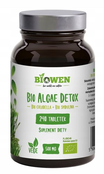 Biowen Bio Algae Detox Spirulina Chlorella BIO 240tabletek zdjęcie 2