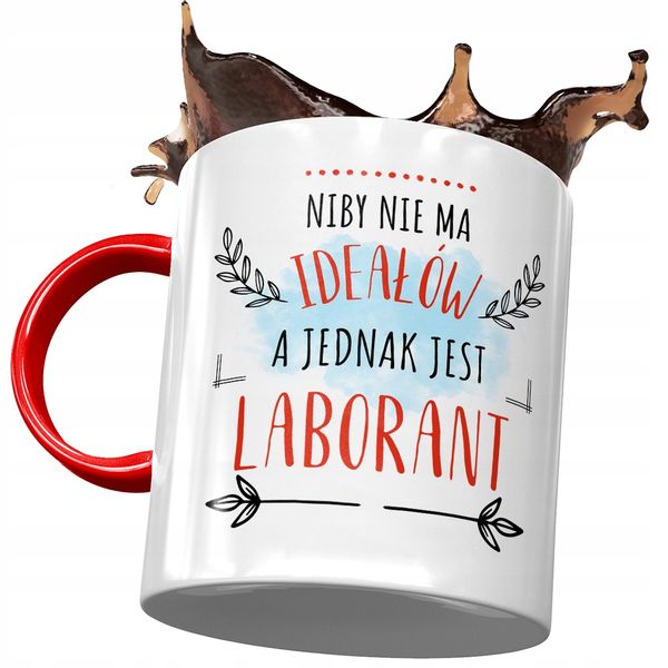 Kubek Czerwony Dla Laboranta Idealny Laborant Z Nadrukiem Ze Zdjęciem zdjęcie 1