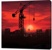 Obraz 90x90cm Zmierzch Nad Budową