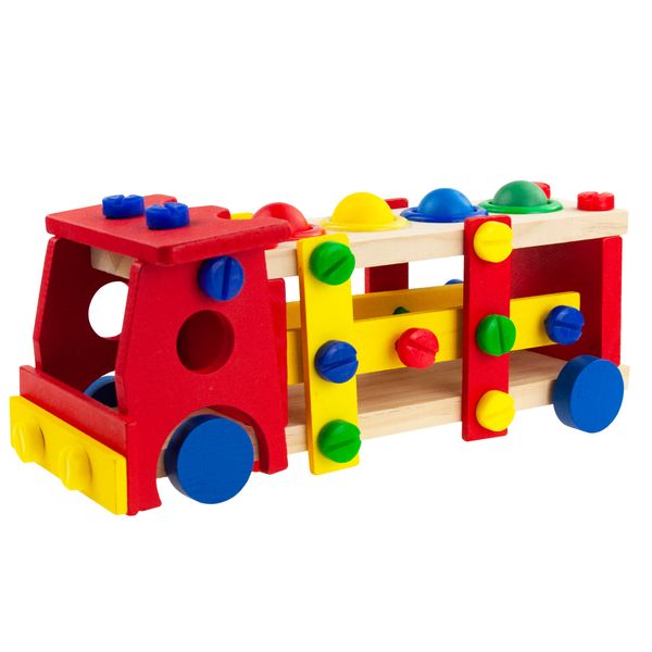 DREWNIANE AUTO DUŻY SAMOCHÓD KLOCKI MŁOTEK zdjęcie 2